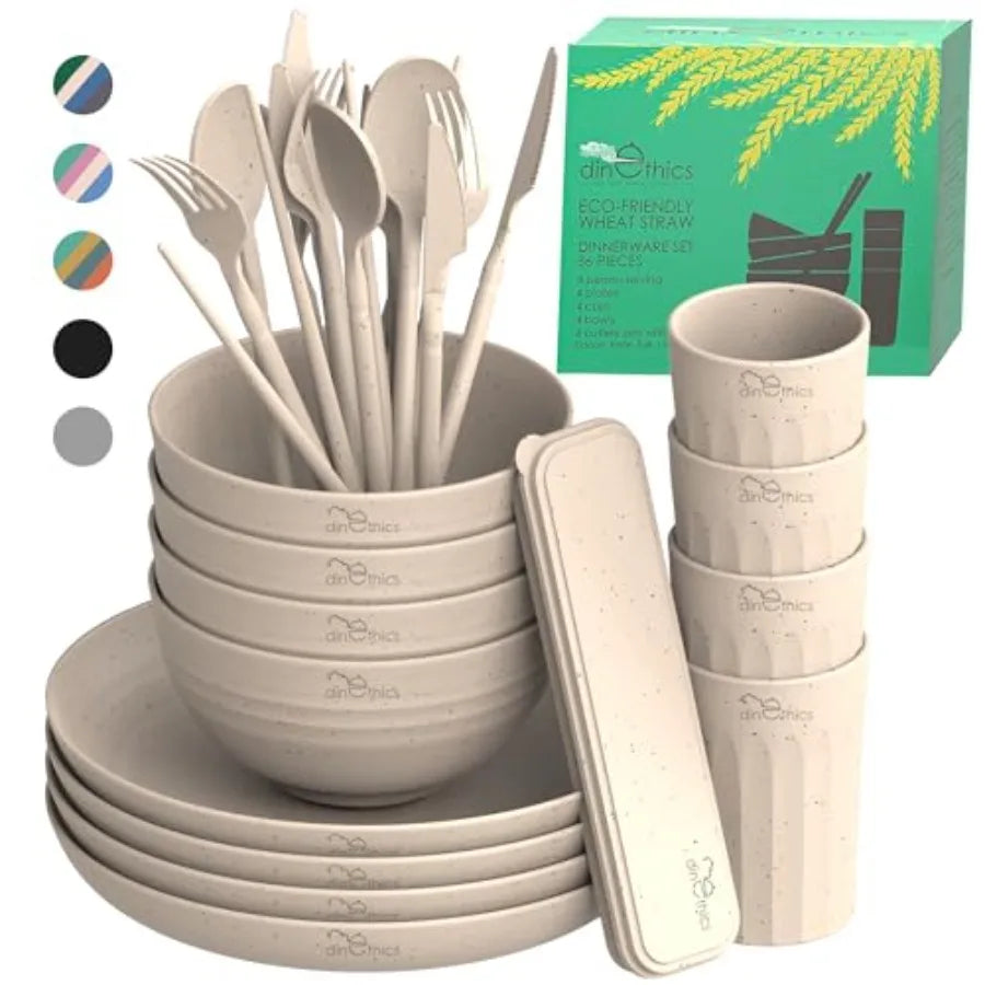 Eco Friendly Wheat Straw Dinnerware Plates Bowls Cups Camping Set