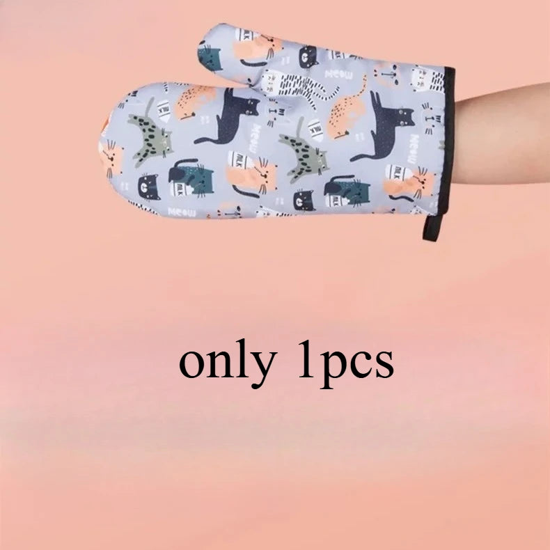 Heat Resistant Microwave Oven Mitts Cotton Non Slip Insulated Gloves