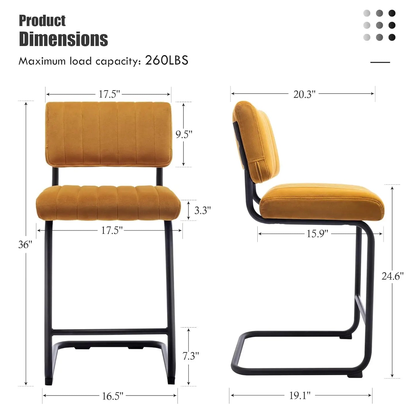 Bar Stools Set Of 4 Cantilever Counter Height Upholstered