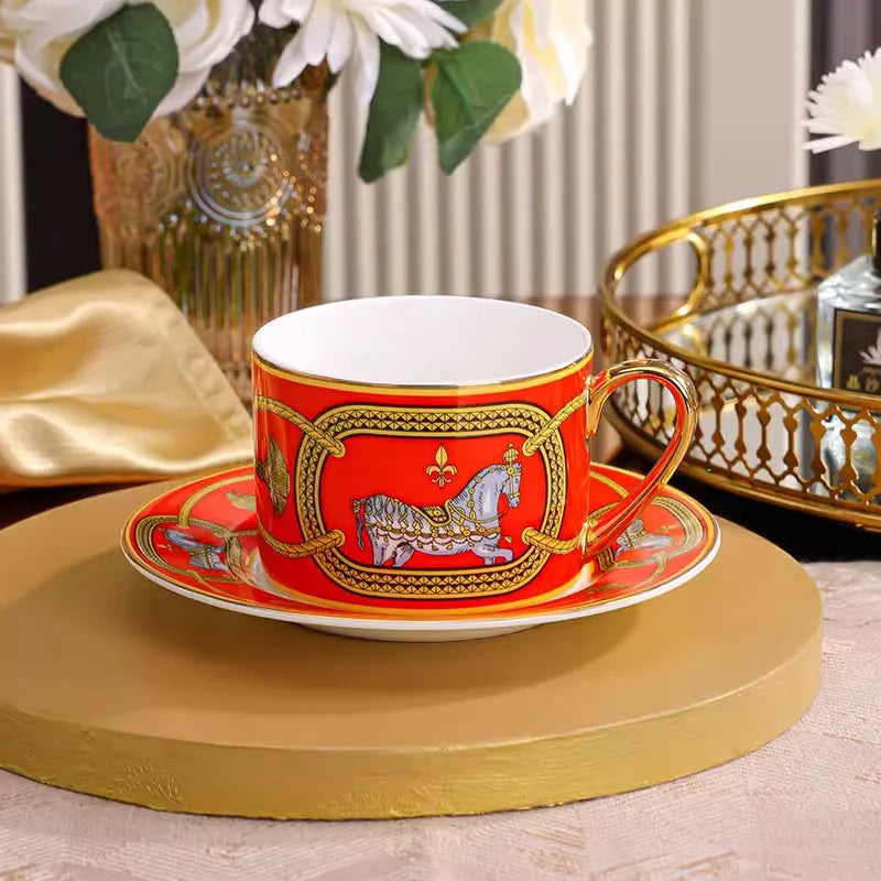 Light Luxury Bone China War Horse Western Dinnerware Plates Cup