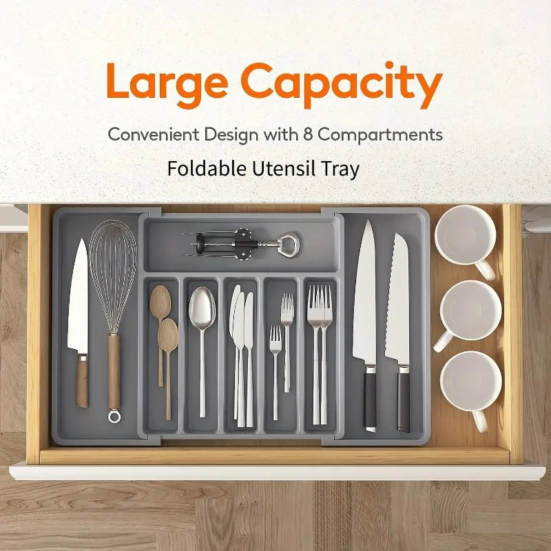 Adjustable Plastic Drawer Organizer For Flatware And Tableware
