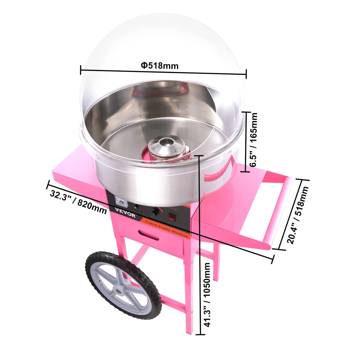 SucceBuy Electric Cotton Candy Machine Commercial Floss Maker Stainless Bowl