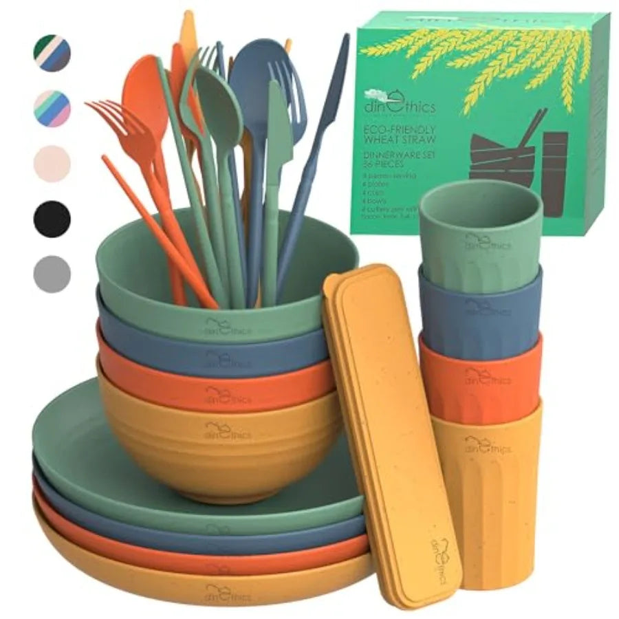 Eco Friendly Wheat Straw Dinnerware Plates Bowls Cups Camping Set
