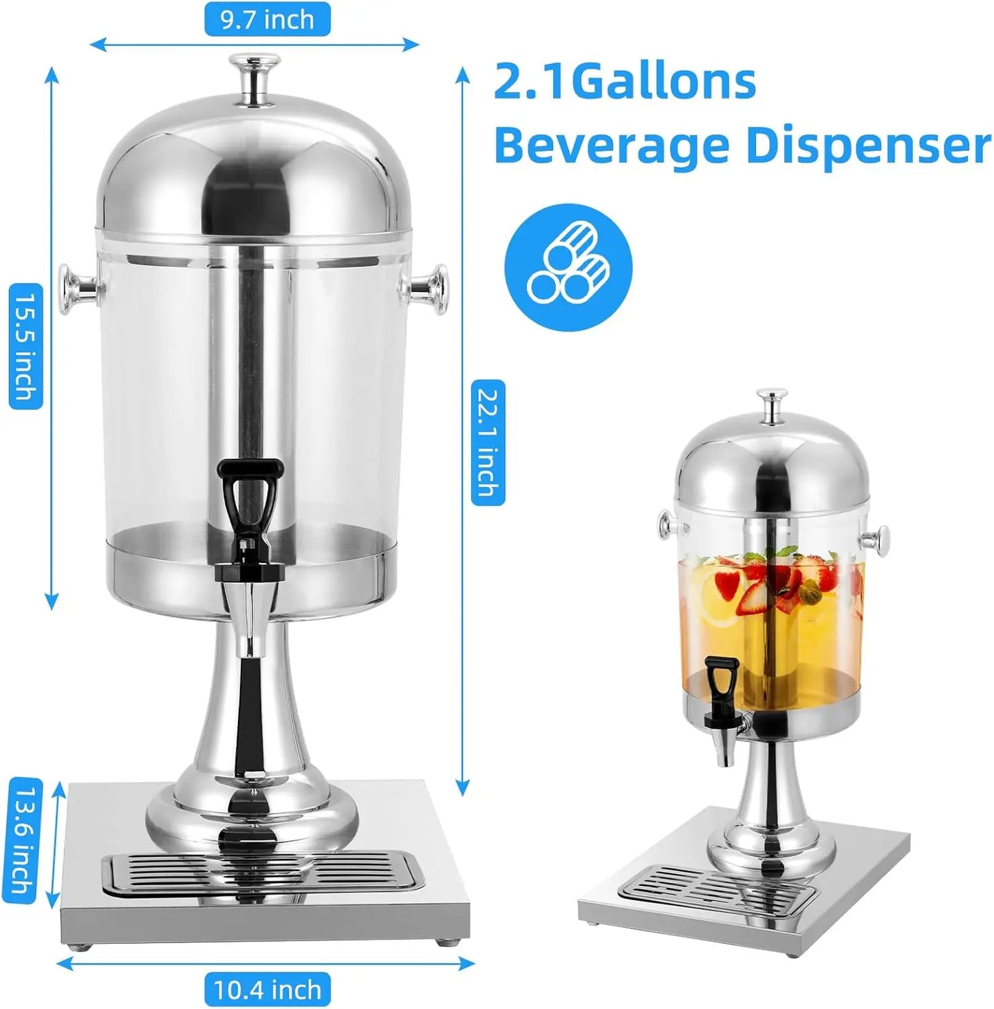 Beverage Dispenser With Ice Core Stand And Stainless Steel Spigot