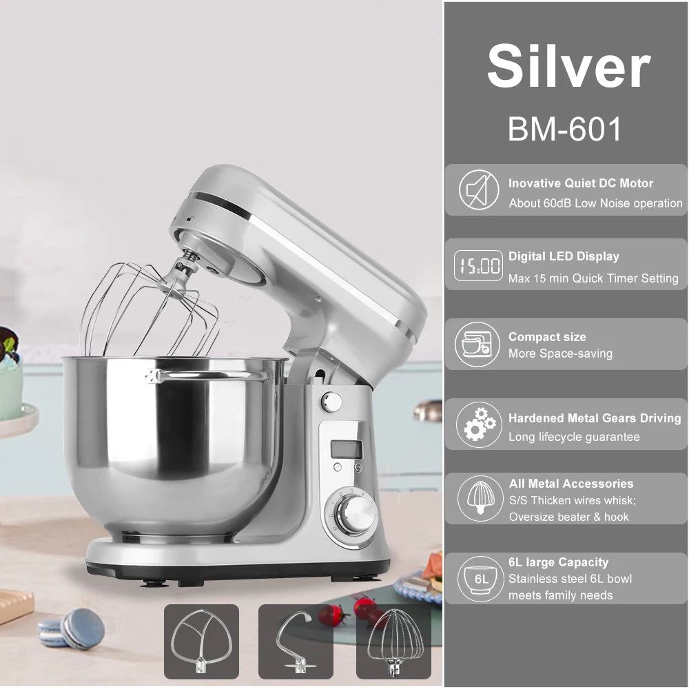 Biolomix 1200W Stand Mixer With Quiet DC Motor