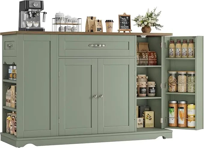 GUANGBAI Kitchen Island Cart With Storage And Wheels Two Drawers