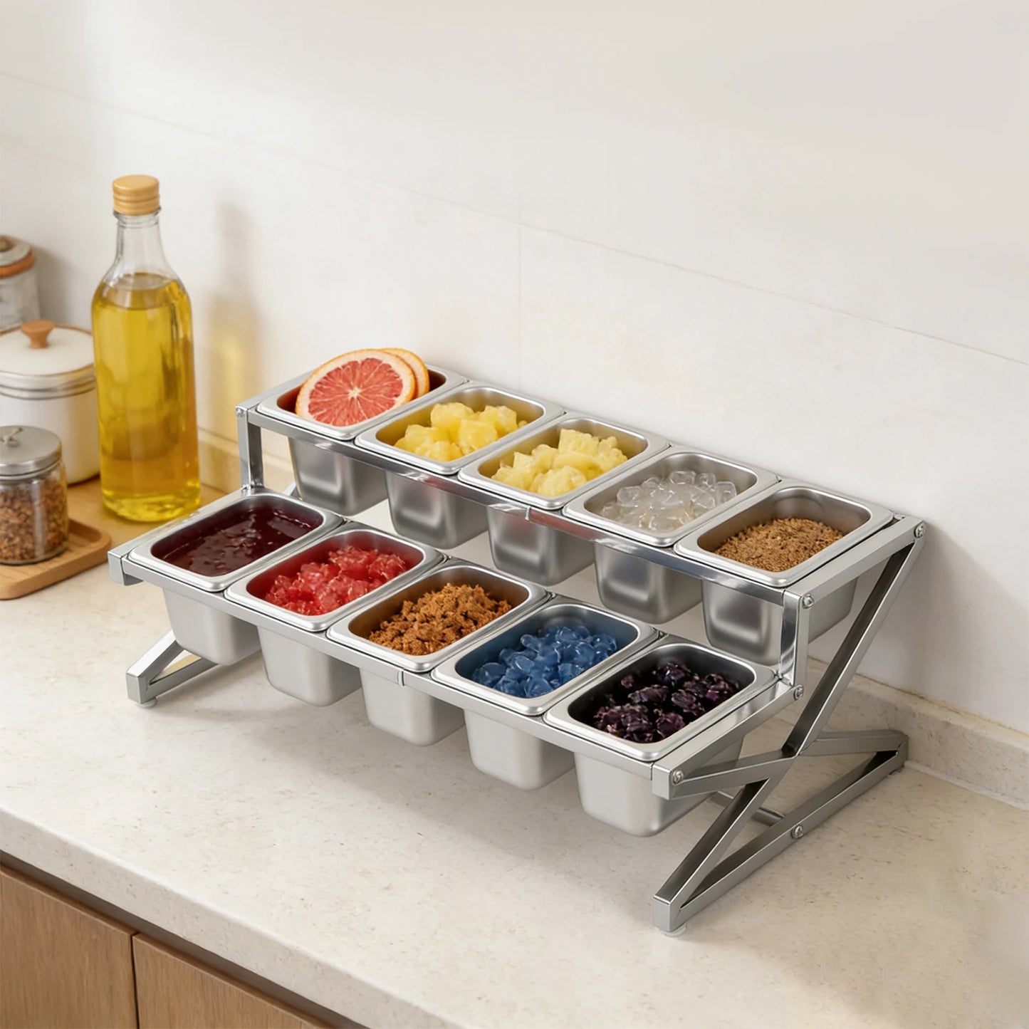 Stainless Steel Expandable Spice Rack Organizer For Spices And Sauces