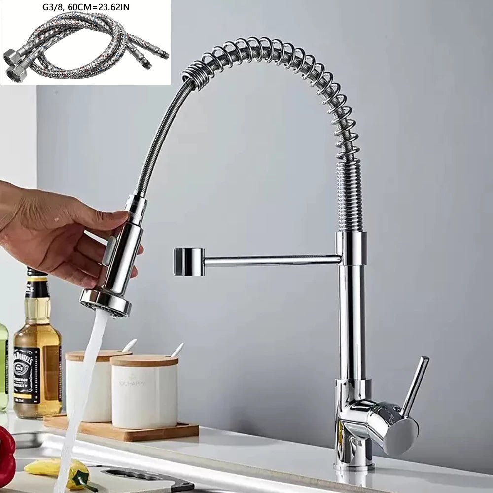 IOUHAPPY Pull Down Kitchen Faucet Stainless Steel Sink Tap