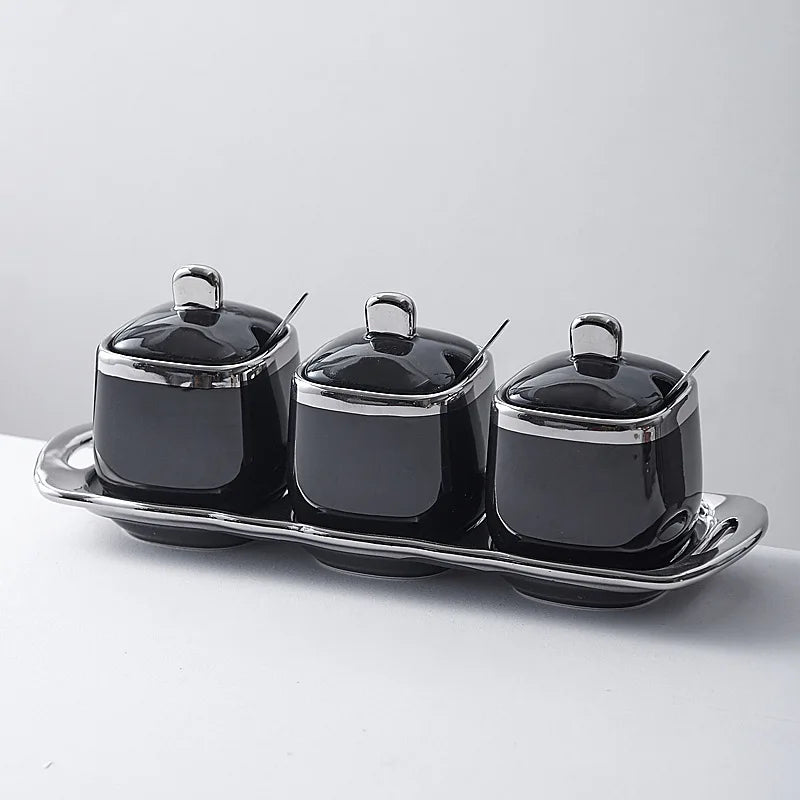 Lism Ceramic Seasoning Jar With Lid Salt Pepper Shaker Set