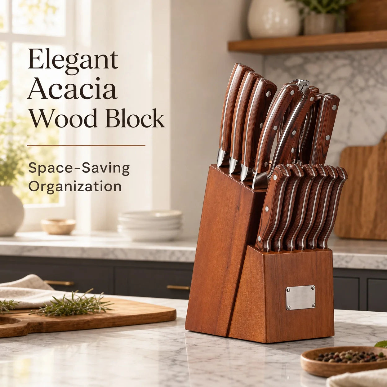 16-Piece Kitchen Knife Set With Sharpener And Wooden Block