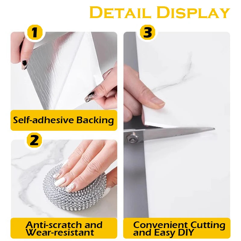 Self-Adhesive Marble PVC Floor Tiles Waterproof Peel And Stick