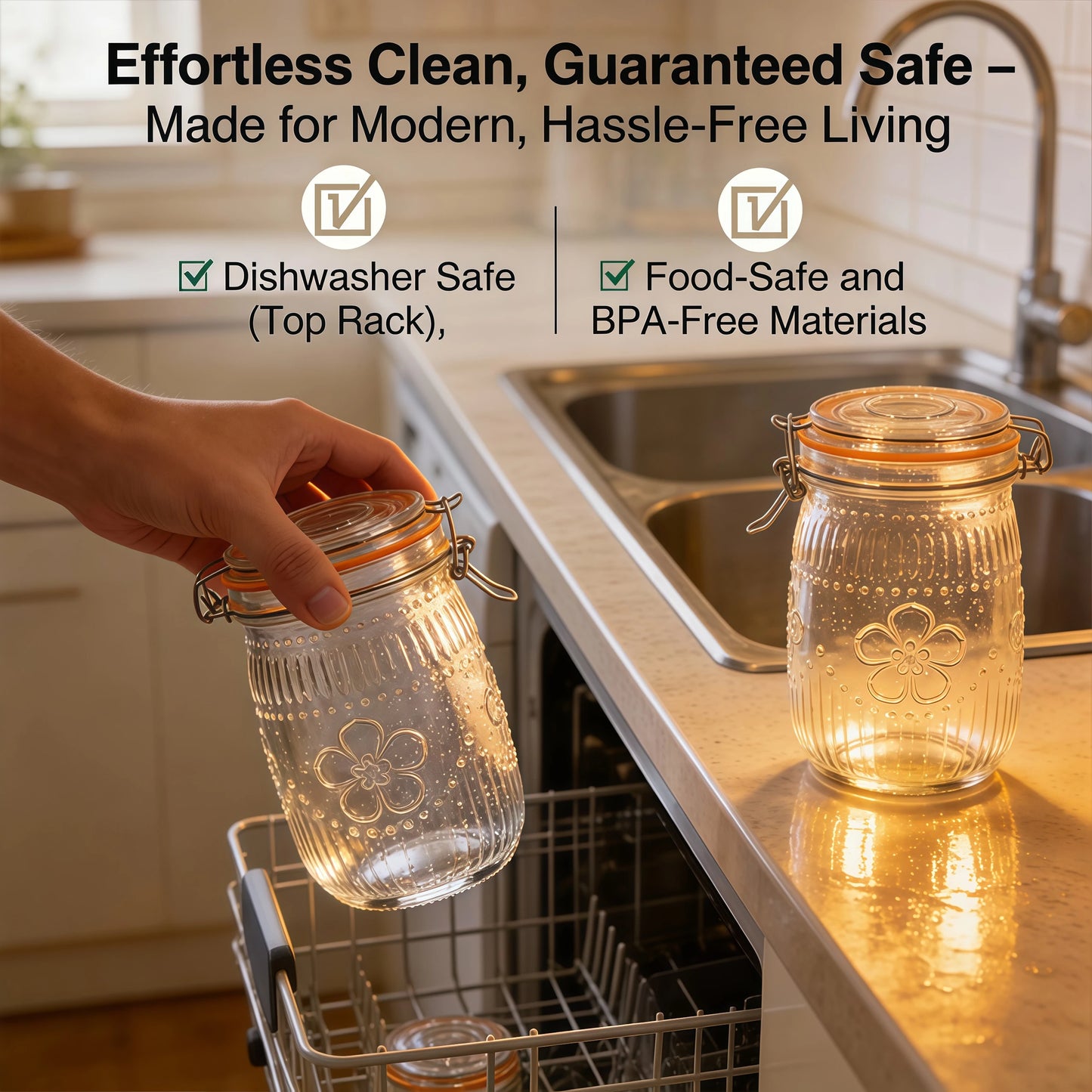 Wide Mouth Mason Jars Airtight Glass Canisters For Kitchen Pantry
