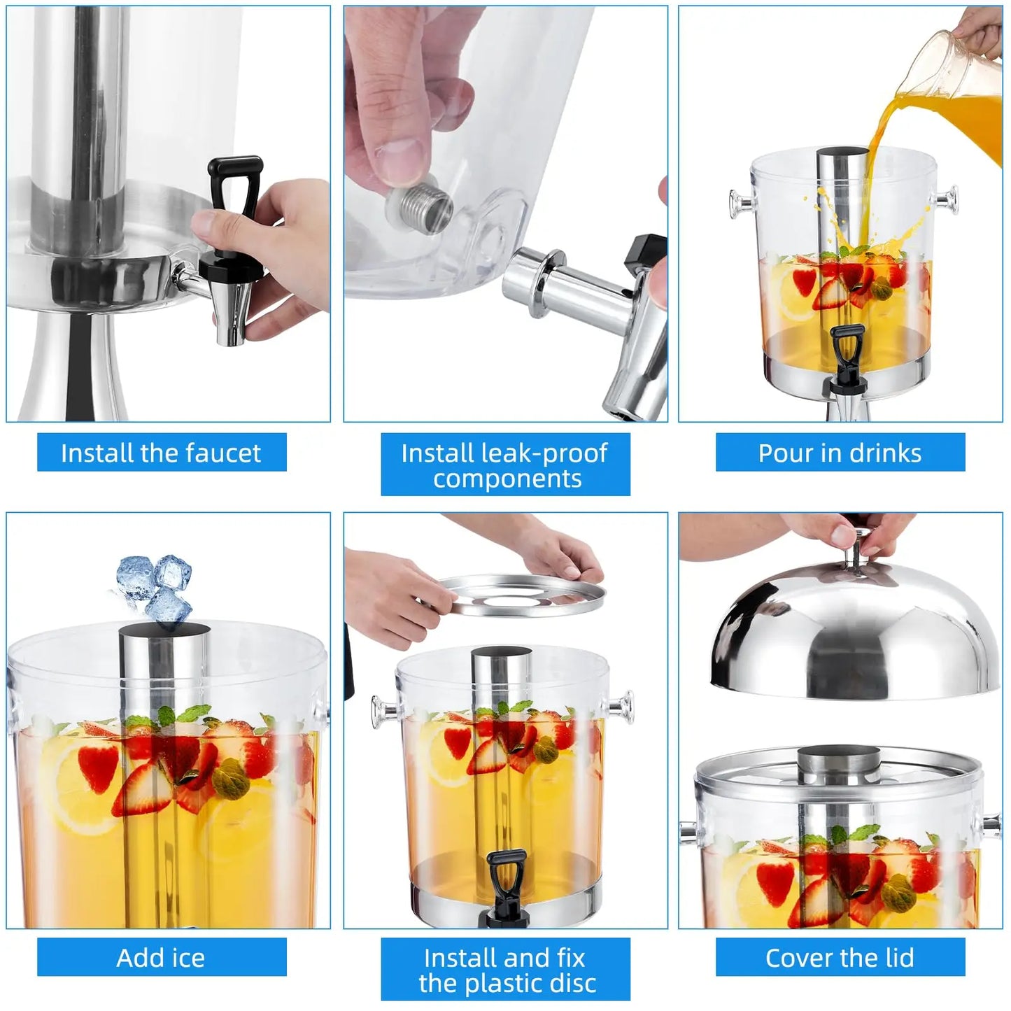 Beverage Dispenser With Ice Core Stand And Stainless Steel Spigot