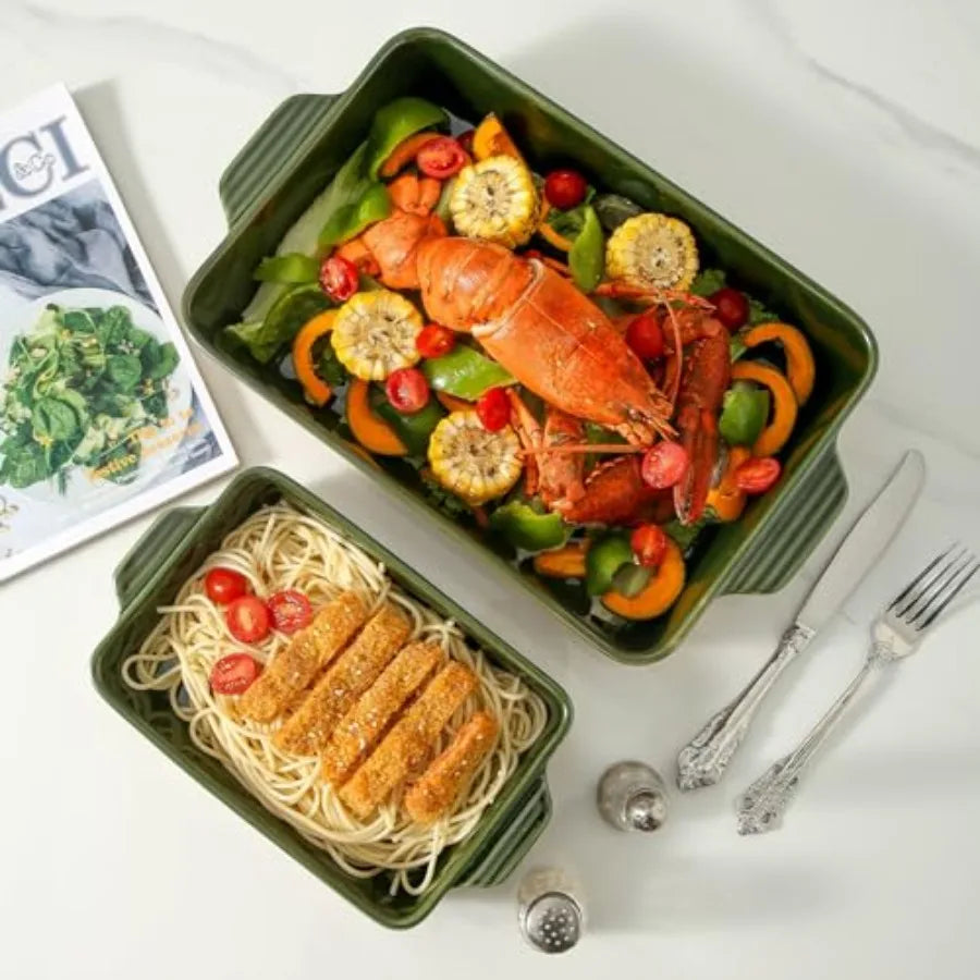Ceramic Baking Casserole Dish With Handles Porcelain Bakeware Set