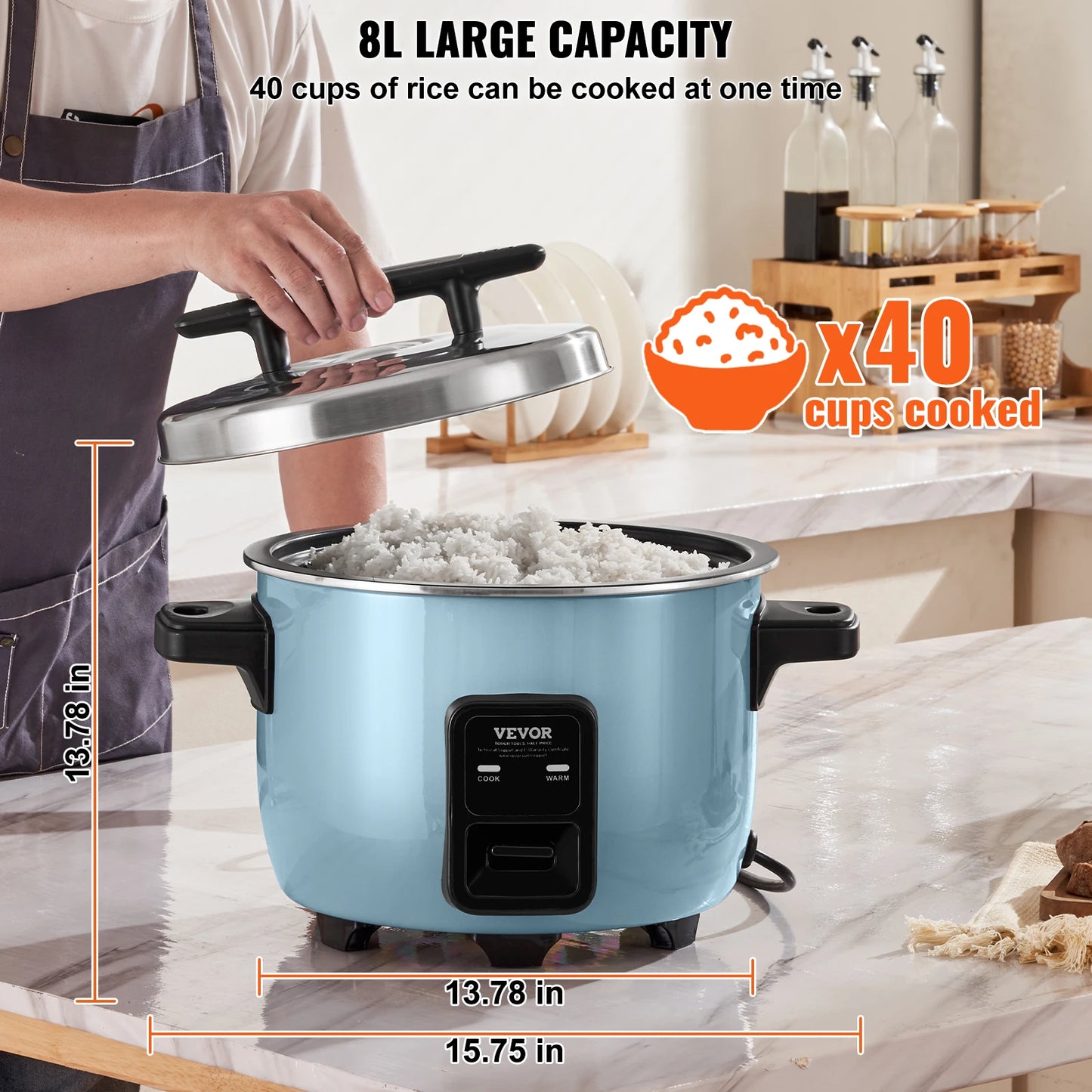 VEVOR Commercial Rice Cooker With Aluminium Nonstick Inner Pot