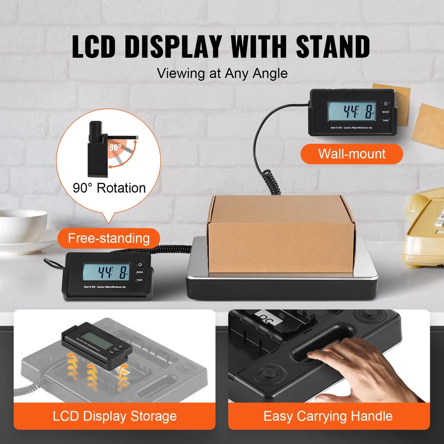 SucceBuy 440Lb Digital Shipping Scale With Timer Tare HD LCD