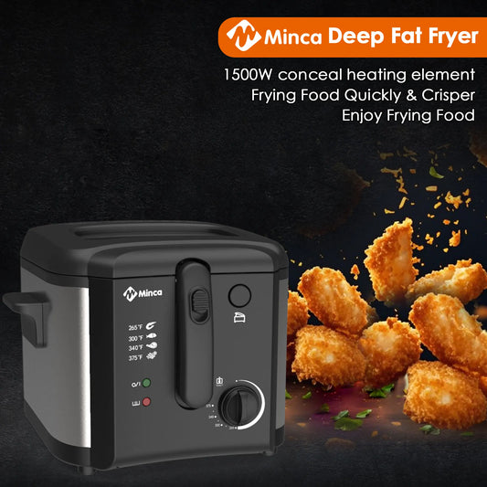 M Minca 1500W Fryer With Nonstick Temperature Control Detachable Lid Odor Filter