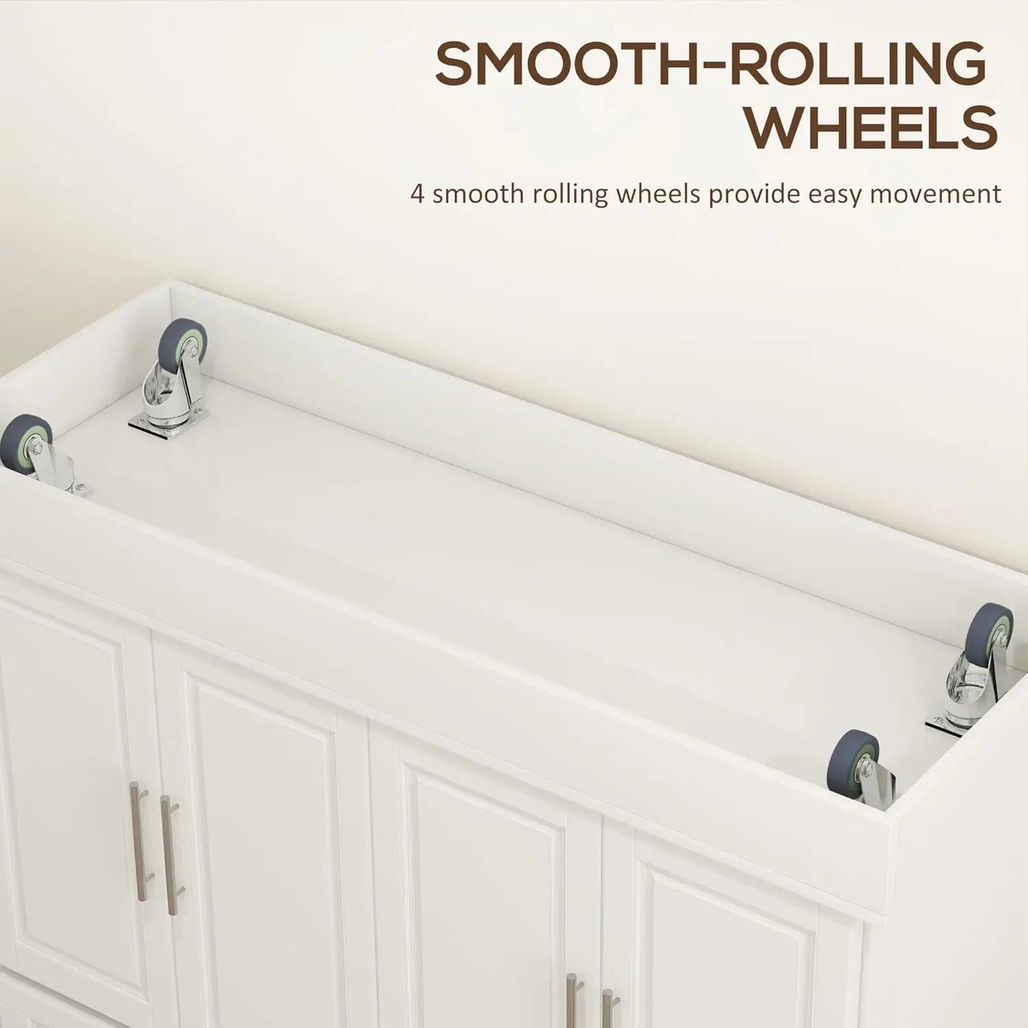 Rolling Kitchen Cart With Stainless Steel Top And Shelves