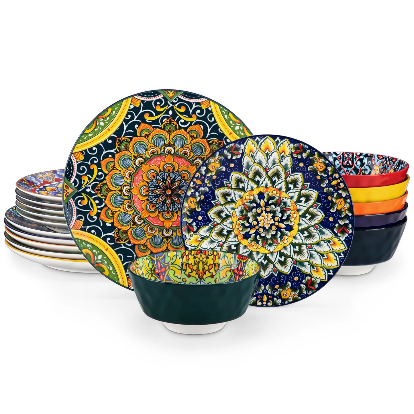 MALACASA Ceramic Dinnerware Set 12 16 18 24 Pieces