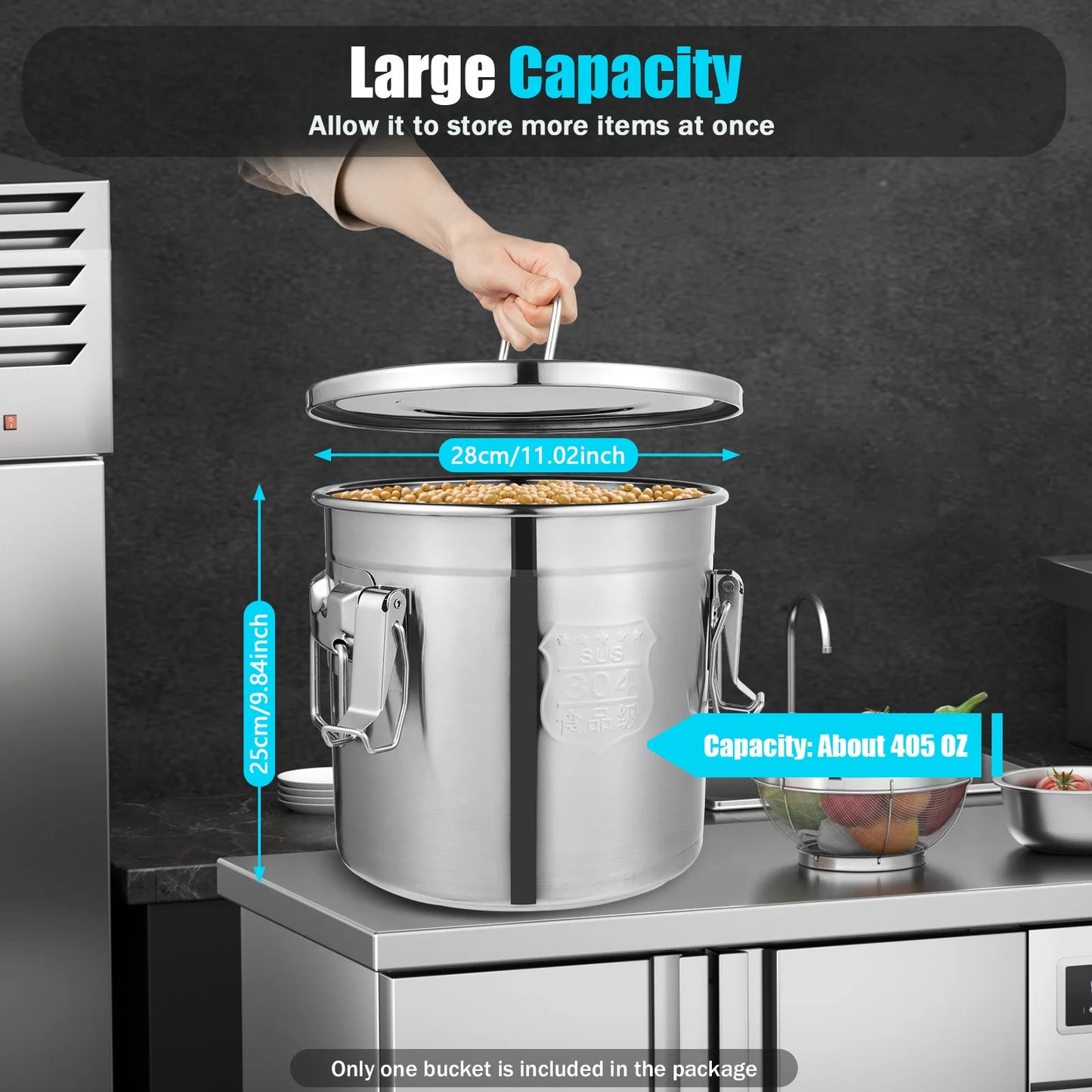 Bymaocar Stainless Steel Cereal Container Airtight Storage