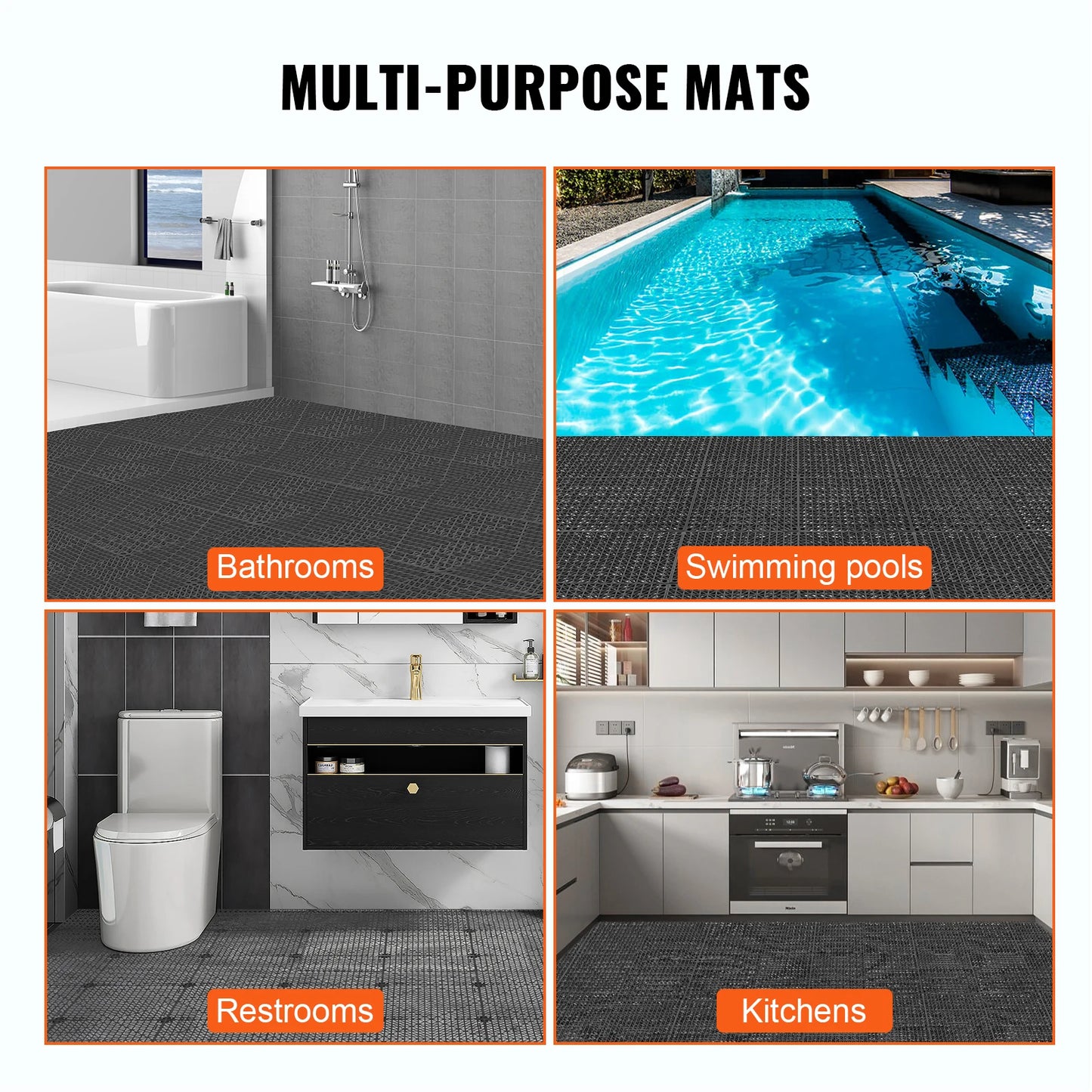 SucceBuy Interlocking Floor Tiles Non-Slip Drainage for Bathrooms and Pools