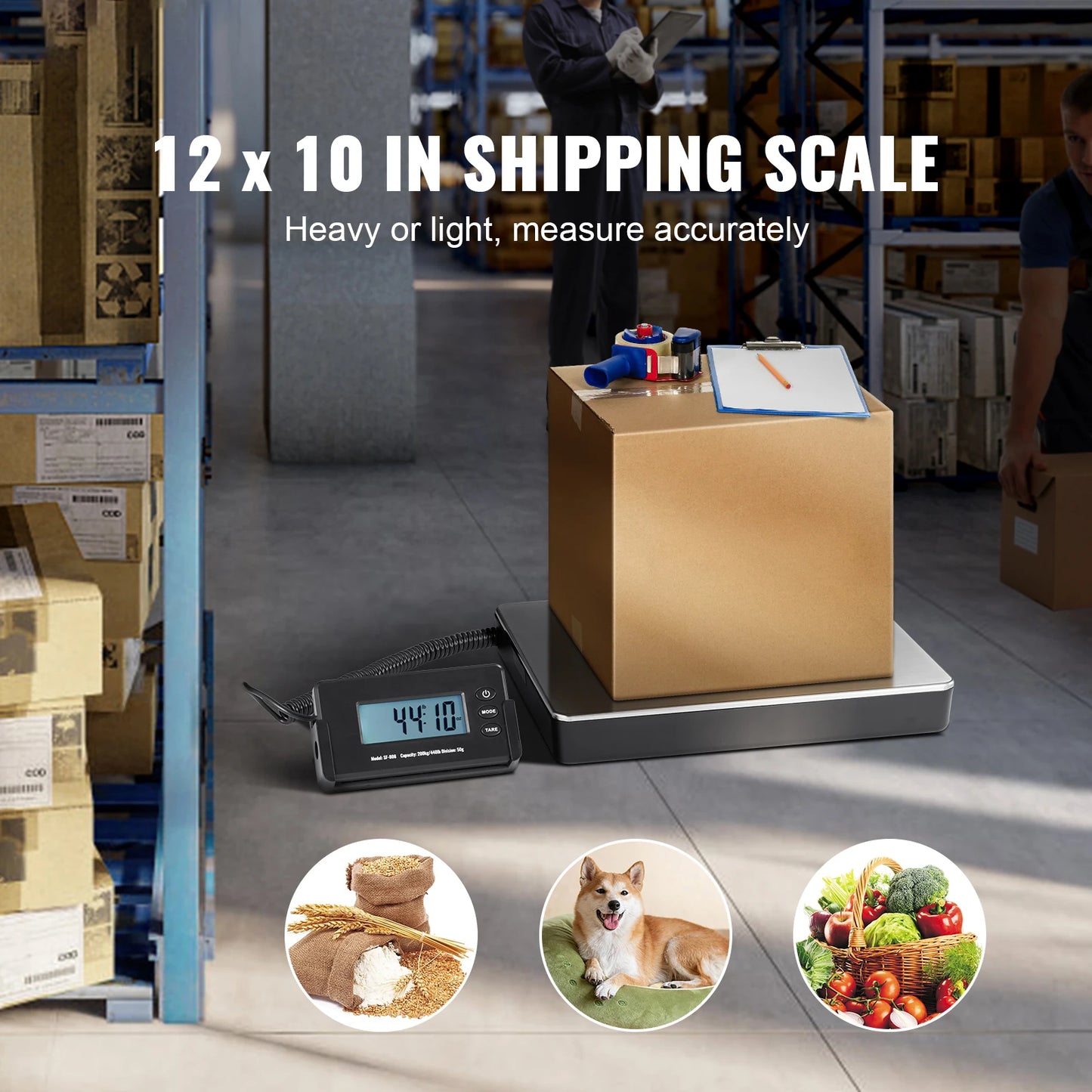 SucceBuy 440Lb Digital Shipping Scale With Timer Tare HD LCD
