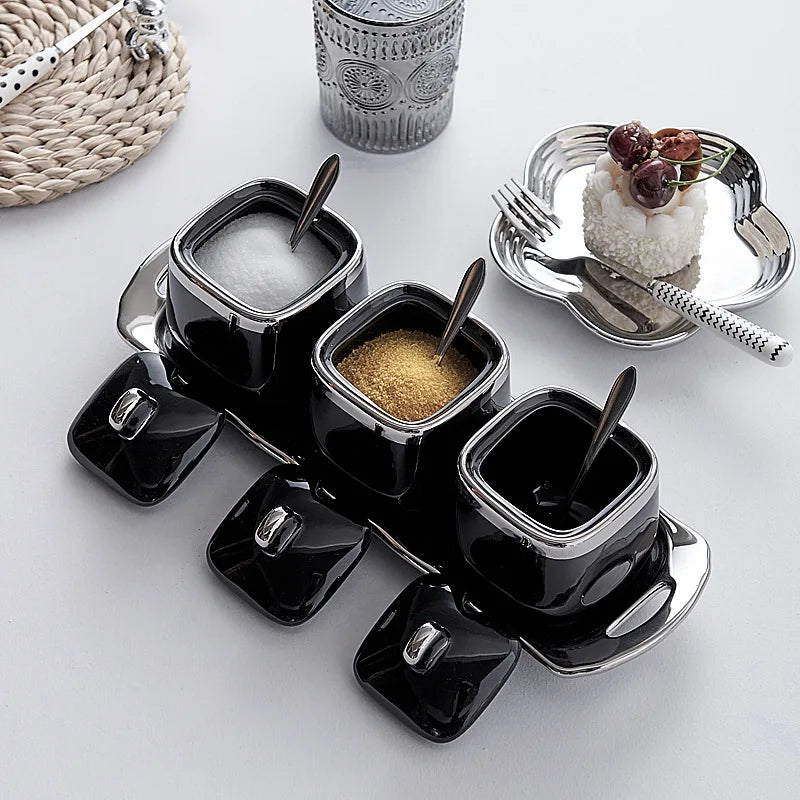 Lism Ceramic Seasoning Jar With Lid Salt Pepper Shaker Set