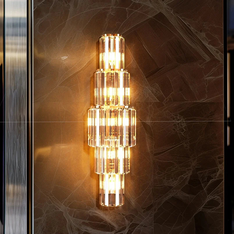 LUVODI Modern Crystal Wall Lamp Three Layer Sconce Light E14