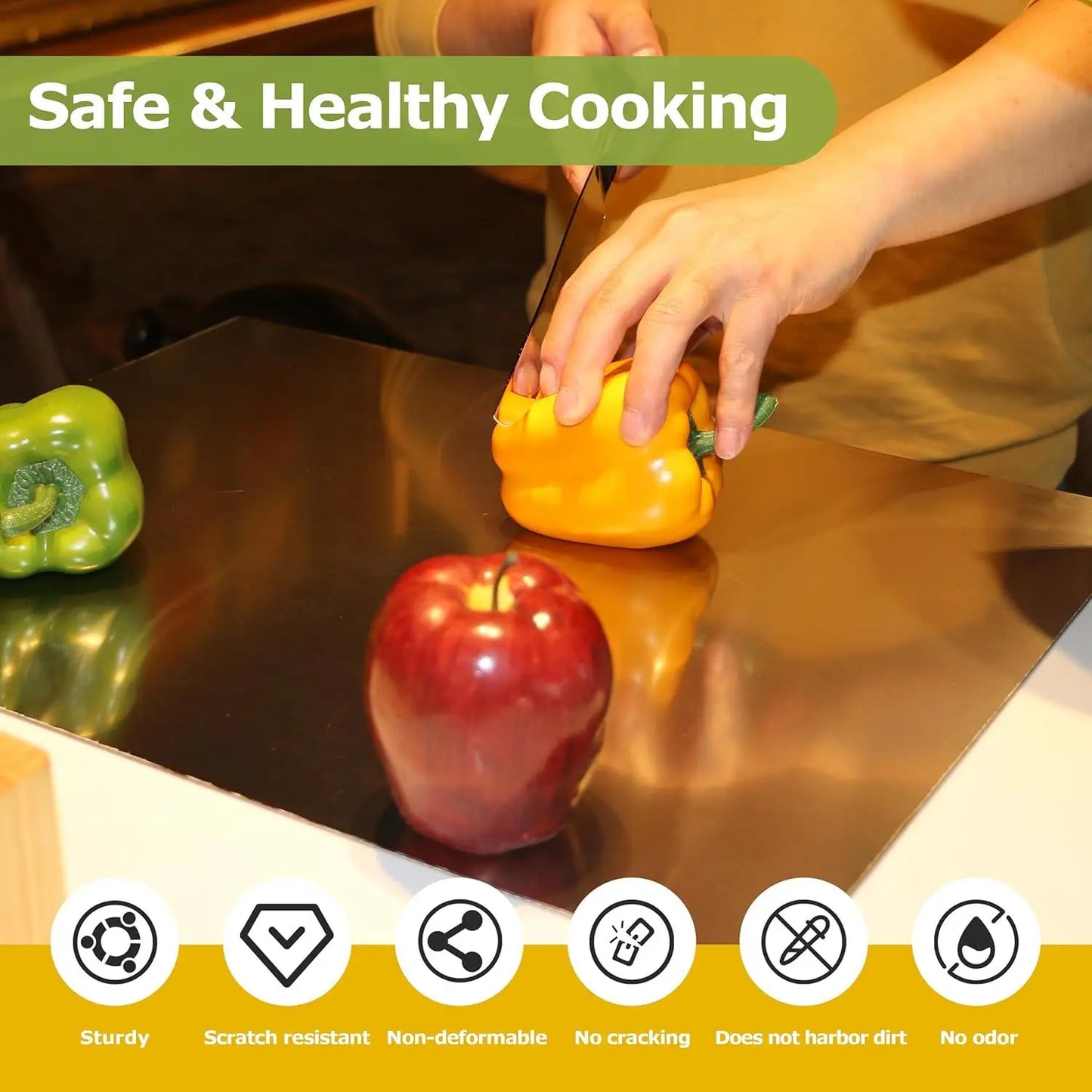 Stainless Steel Cutting Board With Lip For Kitchen Sink Countertop