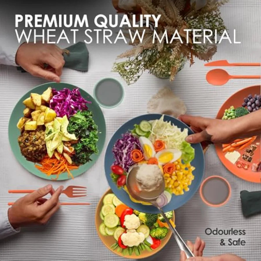 Eco Friendly Wheat Straw Dinnerware Plates Bowls Cups Camping Set