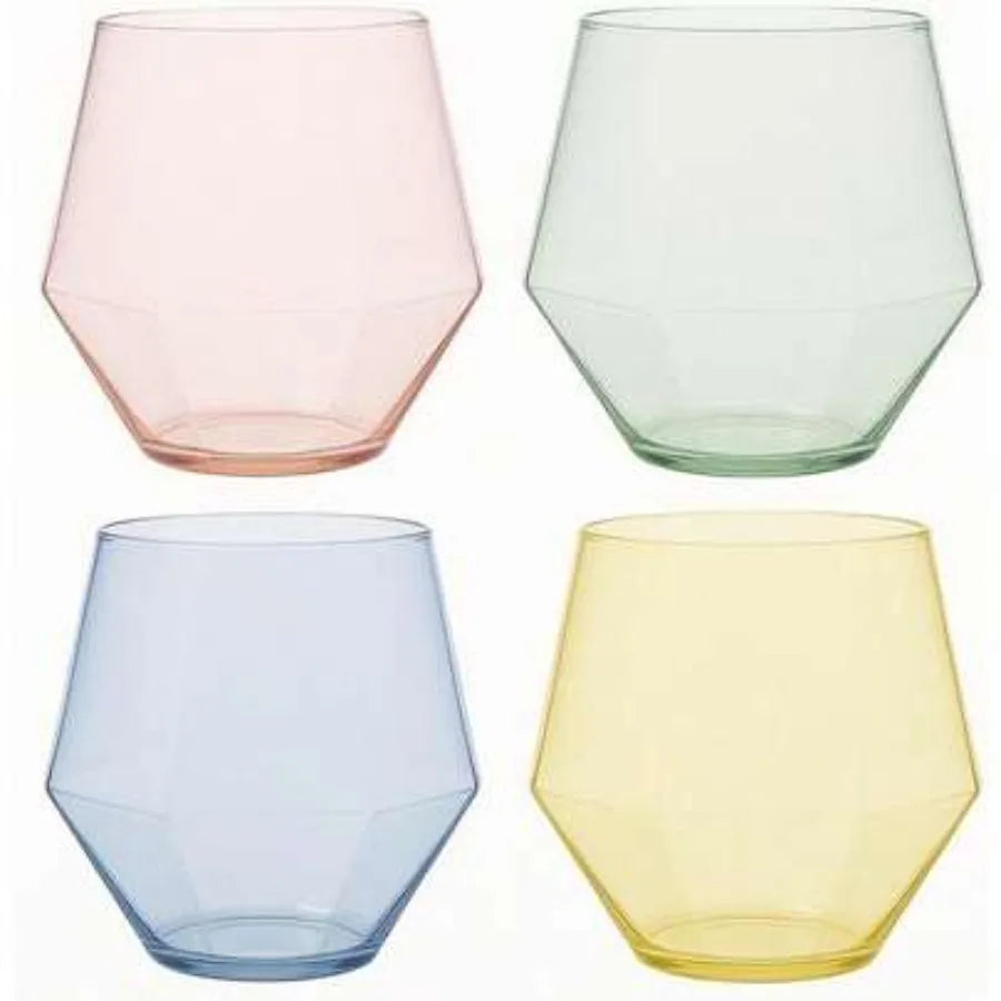 Diamond Unbreakable Stemless Plastic Wine Glasses Disposable 40 Count