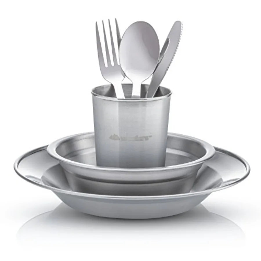 Complete Bamboo Camping Tableware Set With Cups And Bowls