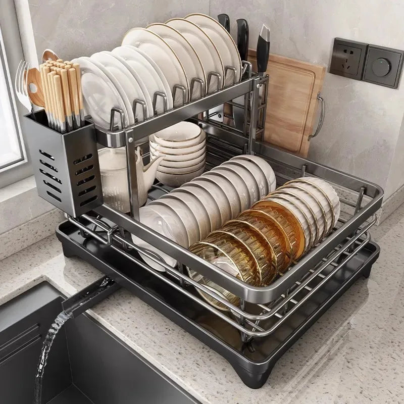 ATMDOG Stainless Steel Dish Drying Rack Over Sink Plate Organizer