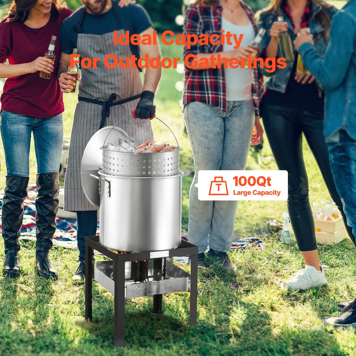 SucceBuy Seafood Boiling Kit With Strainer Crab Crawfish Aluminum Stockpot