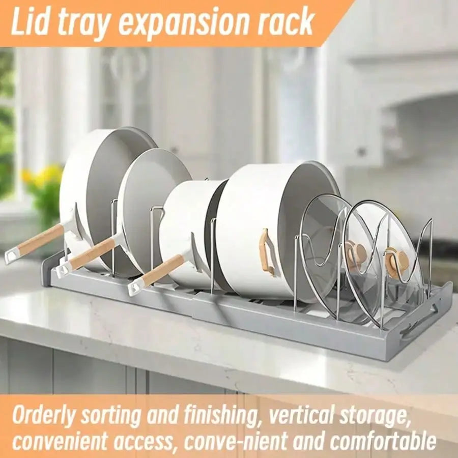 Pull Out Pot And Pan Organizer With 10 Adjustable Dividers