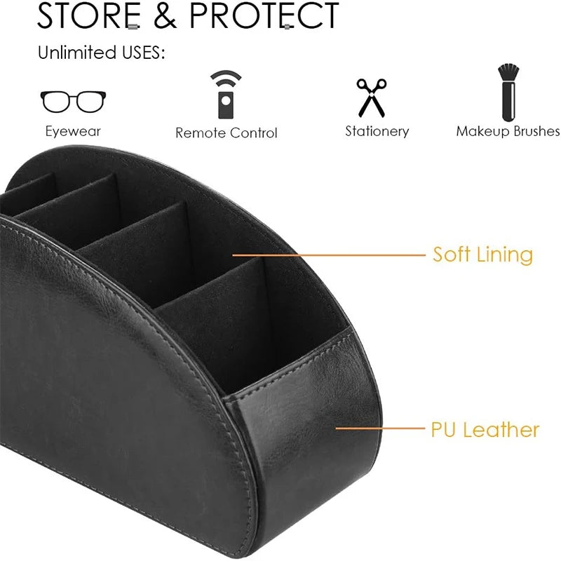 LMETJMA Remote Control Holder With 5 Compartments PU Leather
