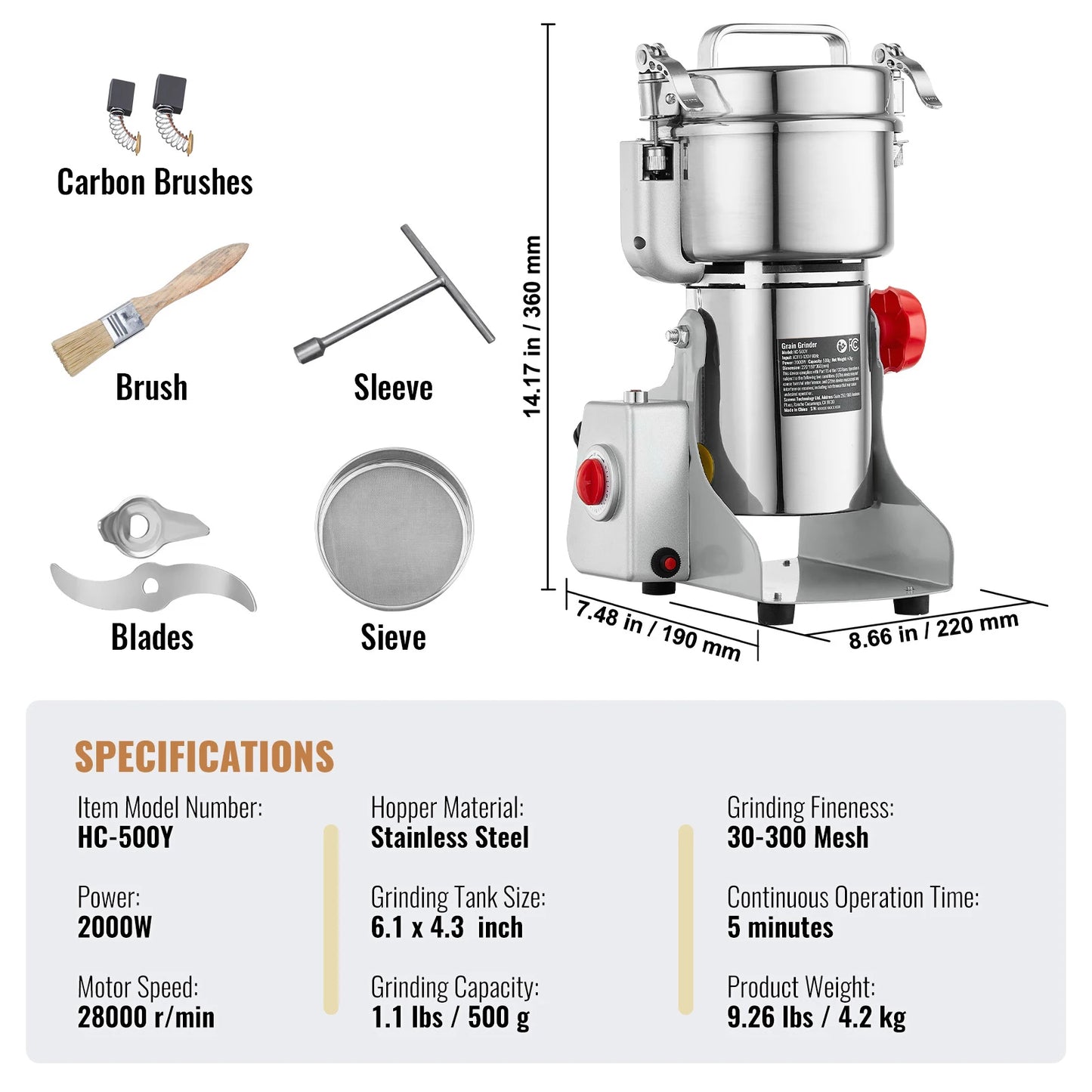 SucceBuy Electric Grain Mill Grinder for Dry Herbs Spices Coffee