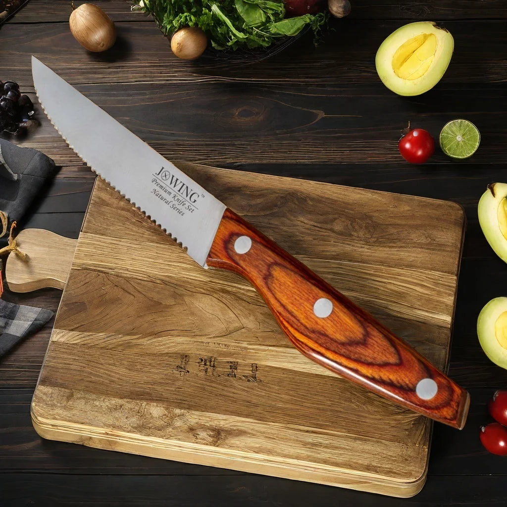 Allwin Houseware Mahogany Handle Serrated Steak Knife