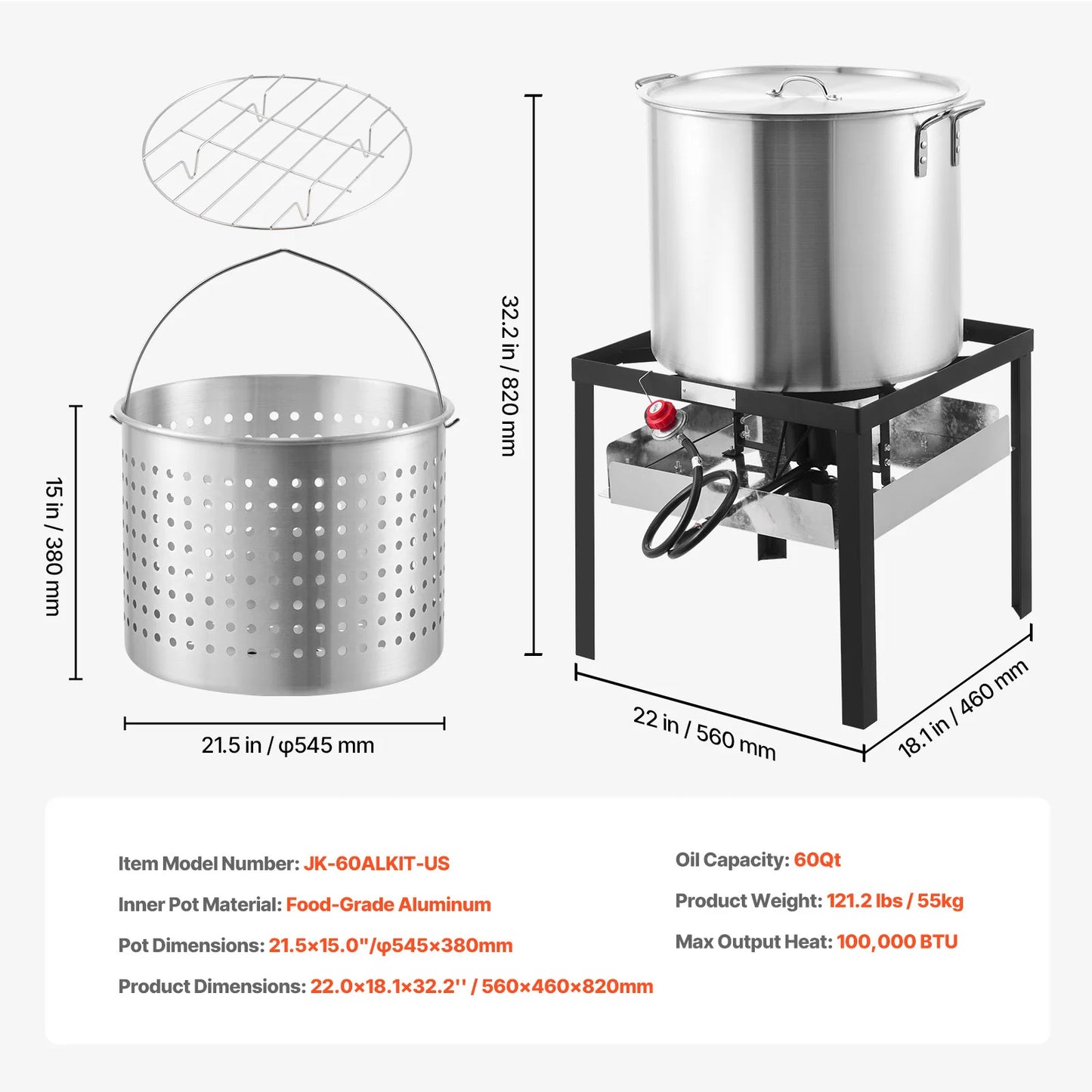 SucceBuy Seafood Boiling Kit With Strainer Crab Crawfish Aluminum Stockpot