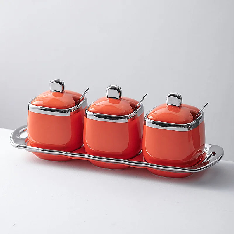 Lism Ceramic Seasoning Jar With Lid Salt Pepper Shaker Set