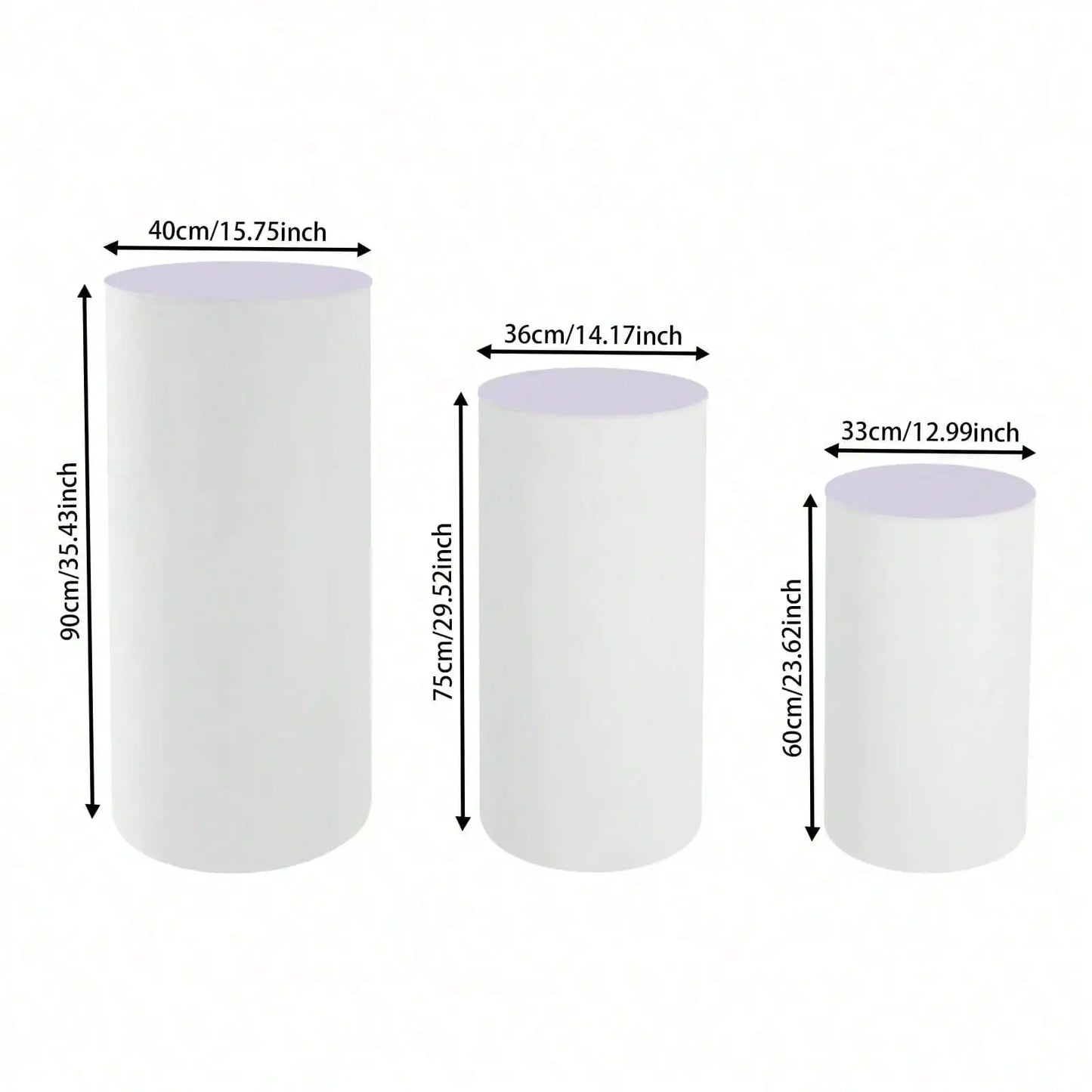 Three-Piece PVC and Acrylic Cylinder Pedestal Stands for Wedding Display Plinths