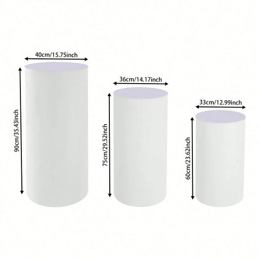 Three-Piece PVC and Acrylic Cylinder Pedestal Stands for Wedding Display Plinths