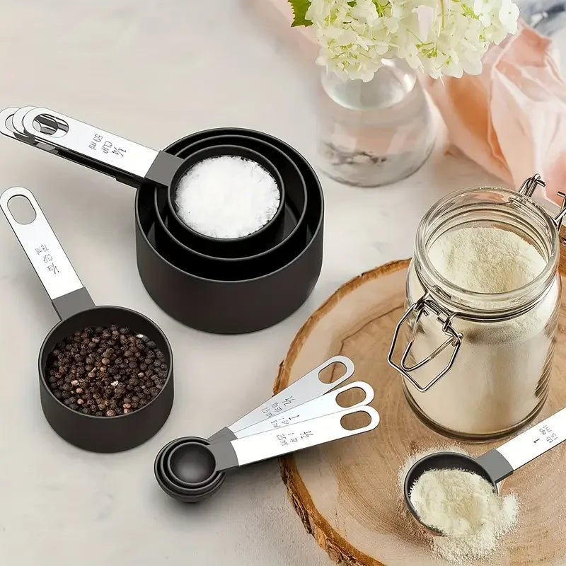 Measuring Cups And Spoons Nesting Set With Stainless Steel Handles