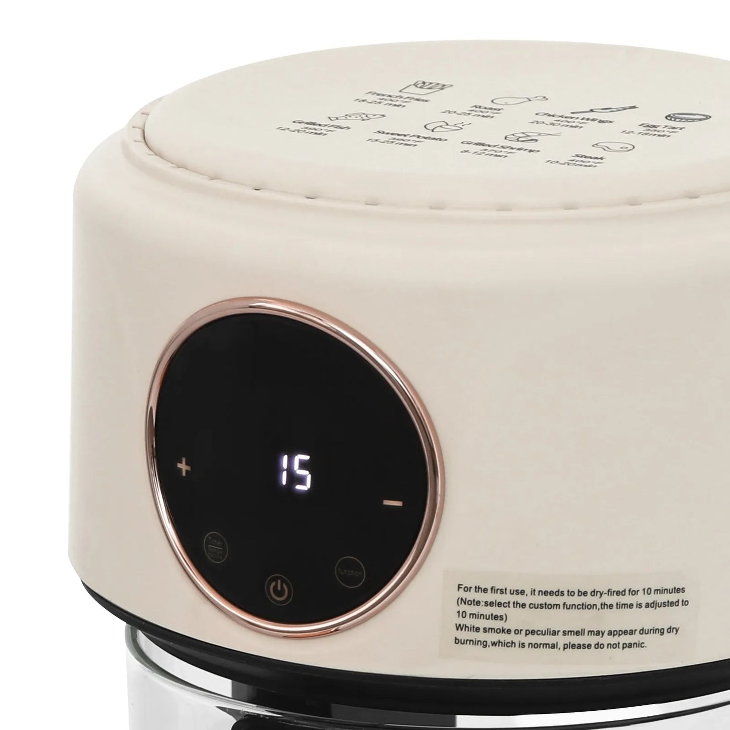 Cylinder Air Fryer 360 Degree View Glass Kitchen Appliance
