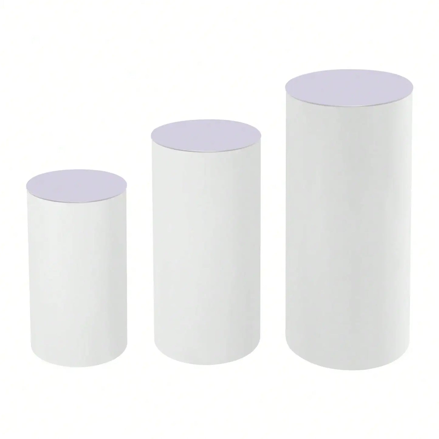 Three-Piece PVC and Acrylic Cylinder Pedestal Stands for Wedding Display Plinths