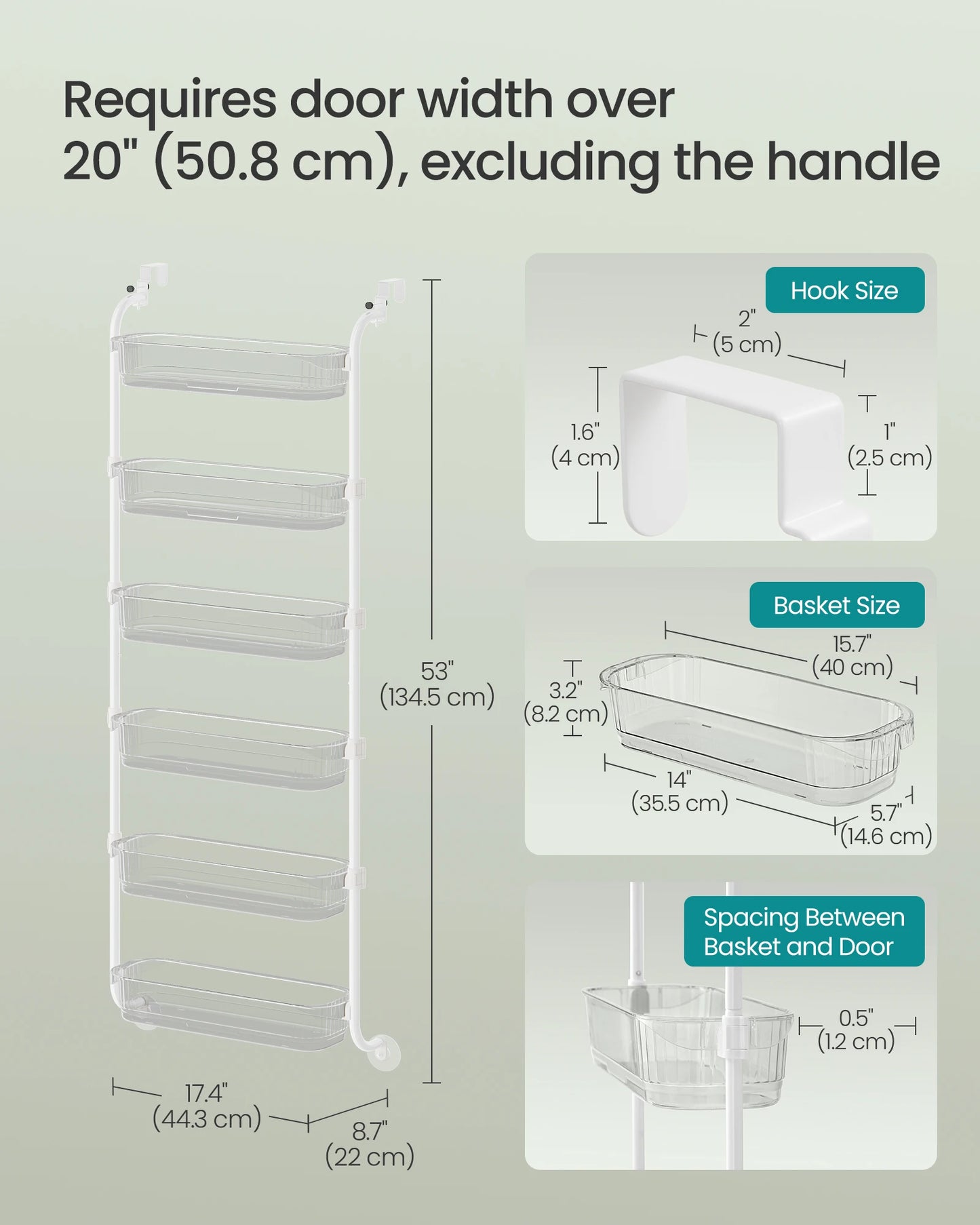 SONGMICS Over The Door Pantry Organizer 6 Tier Adjustable Baskets Spice Rack