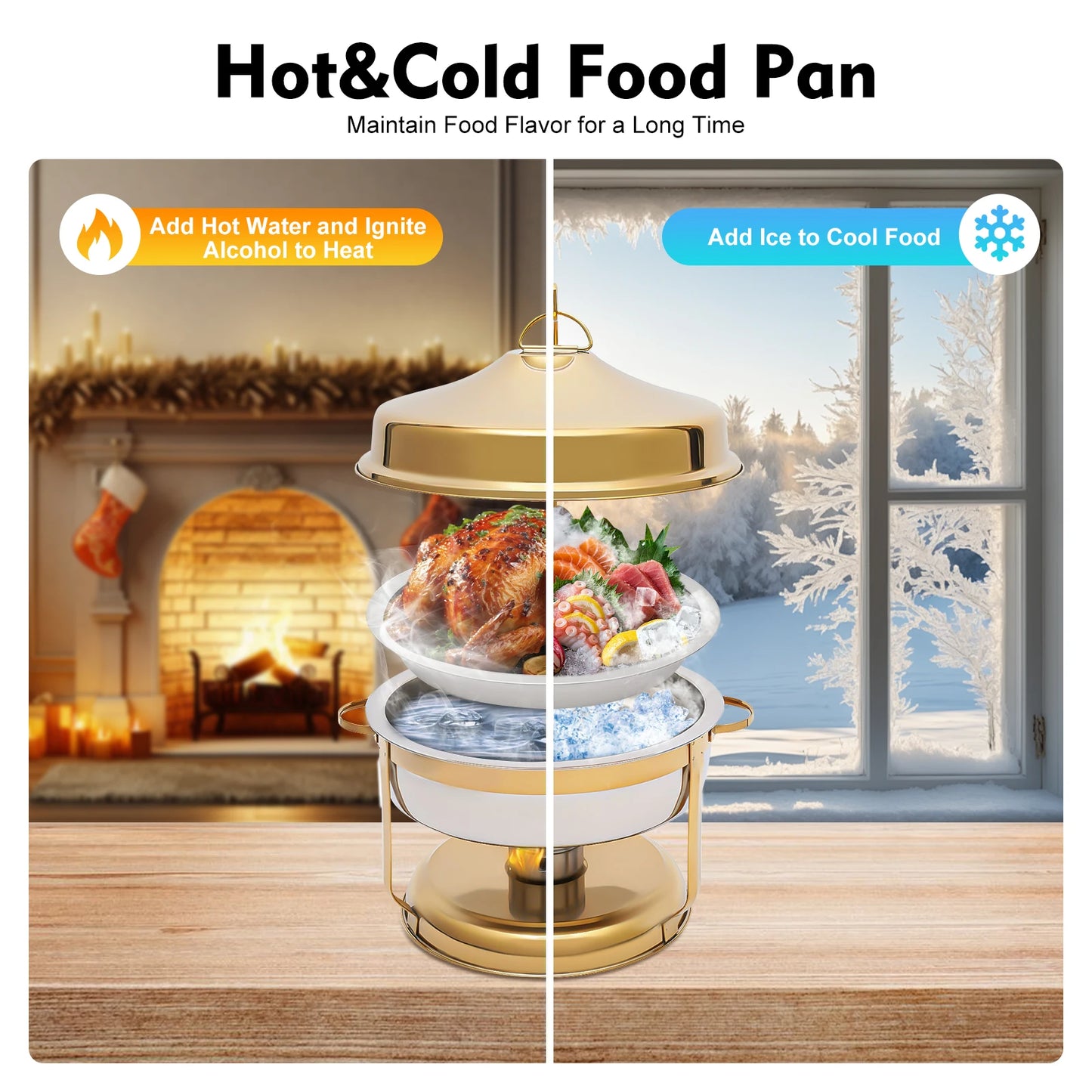 Stainless Steel Chafing Dish Buffet Warmer With Glass Lid