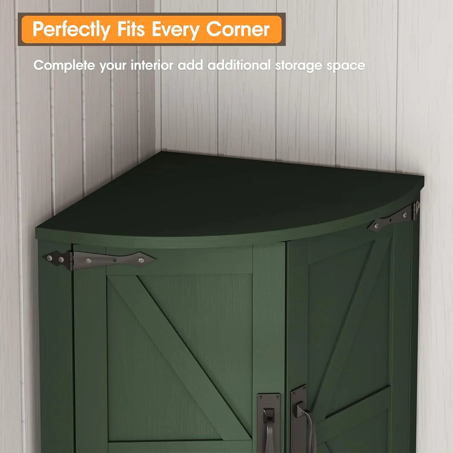 Corner Storage Cabinet With 4 Doors And 5 Shelves BarnStyle