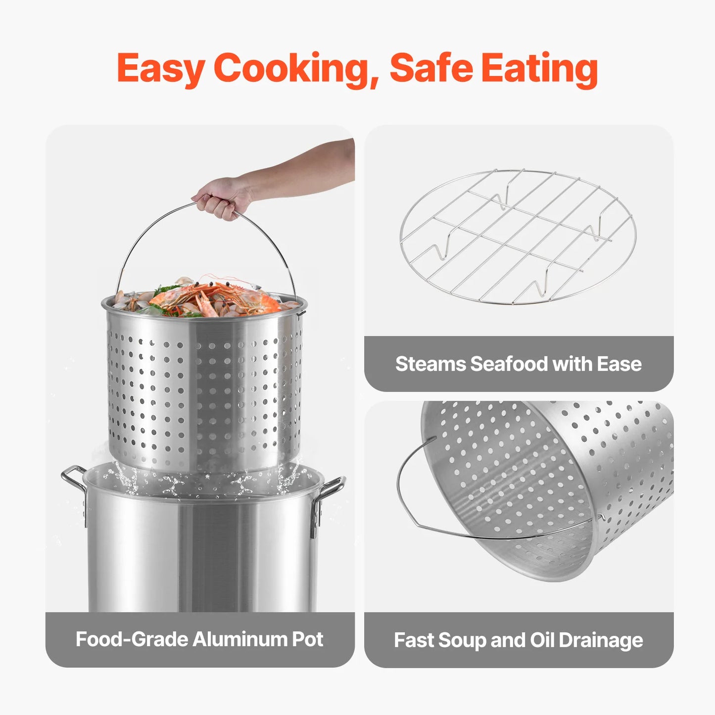 SucceBuy Seafood Boiling Kit With Strainer Crab Crawfish Aluminum Stockpot