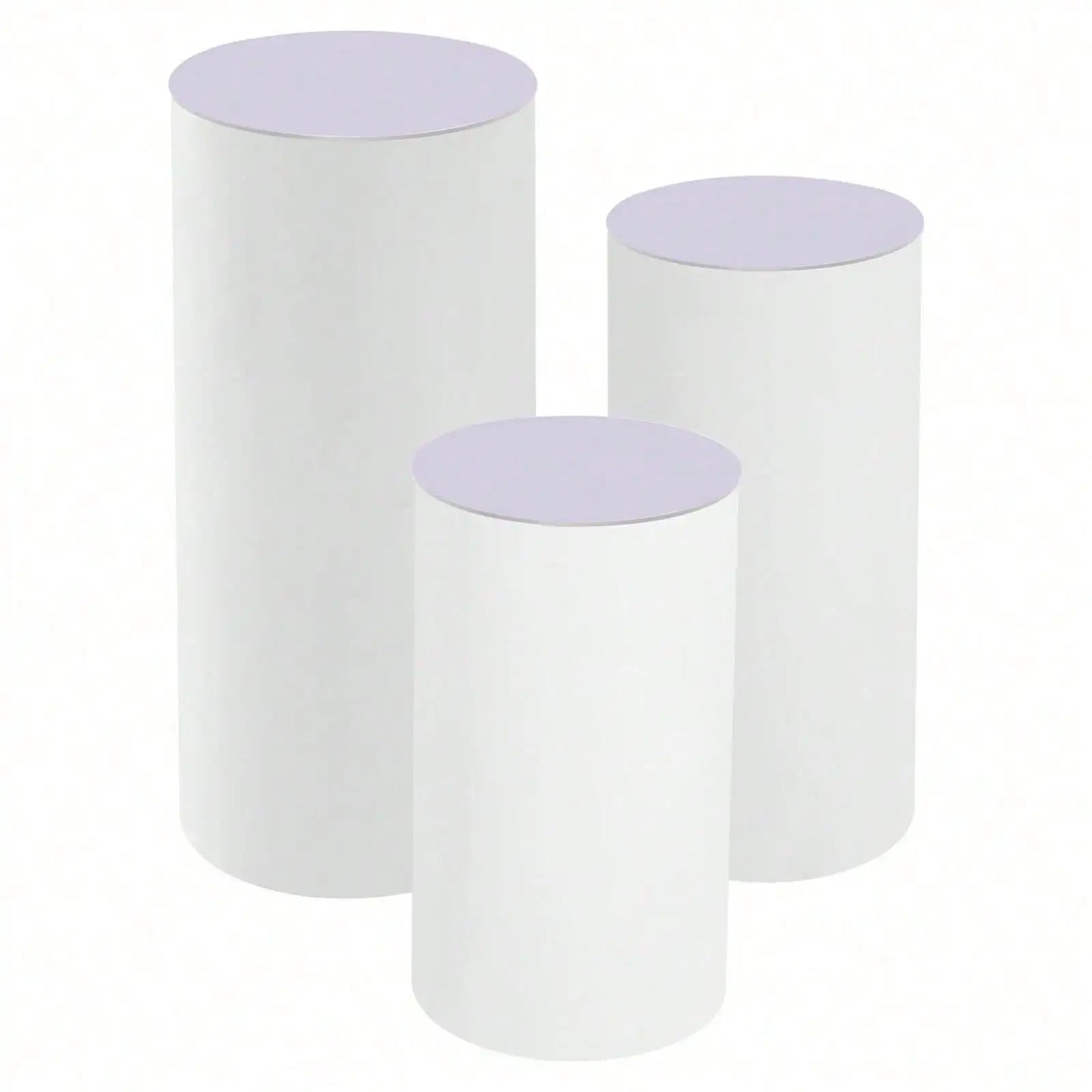 Three-Piece PVC and Acrylic Cylinder Pedestal Stands for Wedding Display Plinths